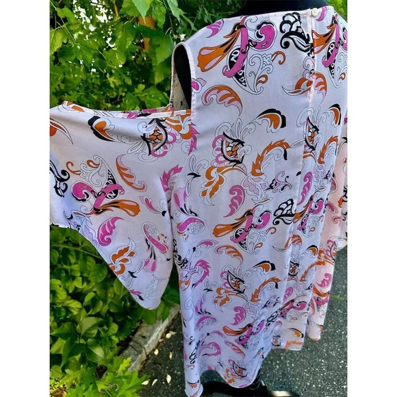 Cato Cold Shoulder Blouse Plus Size 18/20W Pink/Orange Geometric Tunic #003 - Picture 5 of 7